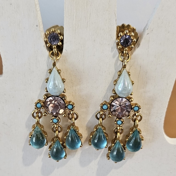 NWT'S - COWGIRL CONFETTI -  Lilac and Teal Jeweltone Drop Stud Earrings - Picture 3 of 7